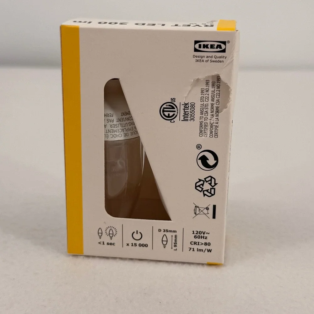 IKEA Ryet LED 200 lm 2.8W E12 Candelabra Light Bulb 2700K Warm White LED1525C3